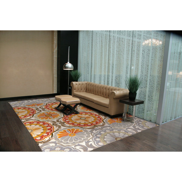 World Menagerie Leveille Flatweave Wool and Cotton Orange/Grey Rug